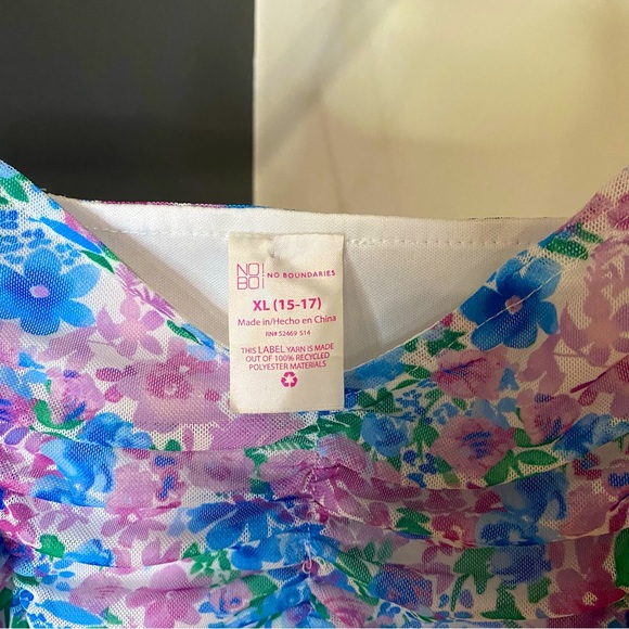 No Boundaries Cinched Mesh Floral Tank Too - Picture 3 of 4